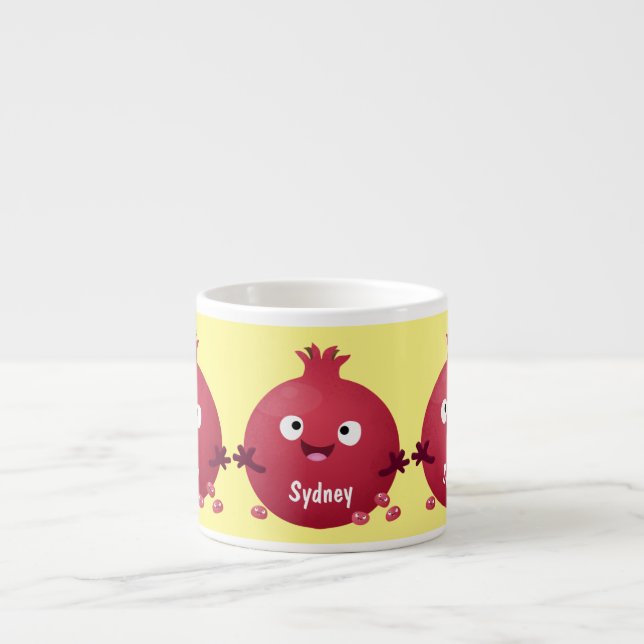 Taza De Espresso Personalizado de frutas pomegranadas alegres (Frente)