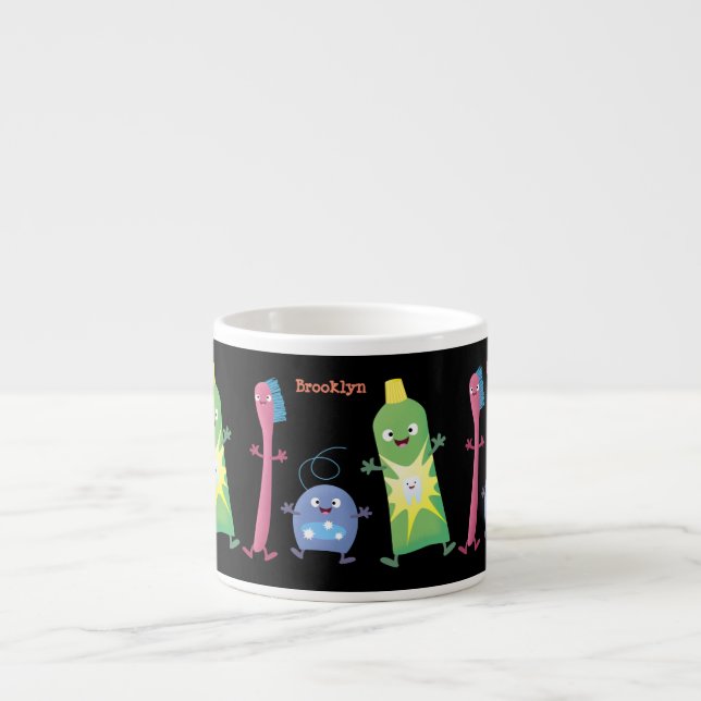 Taza De Espresso Personalizado de hilo dental de cepillo de dientes (Frente)