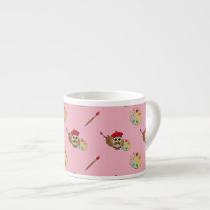 Taza De Espresso Personalizado de Lechuza Cute Painter