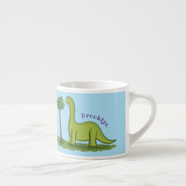 Taza De Espresso Personalizado de los dinosaurios de brontosauro ve (Derecha)