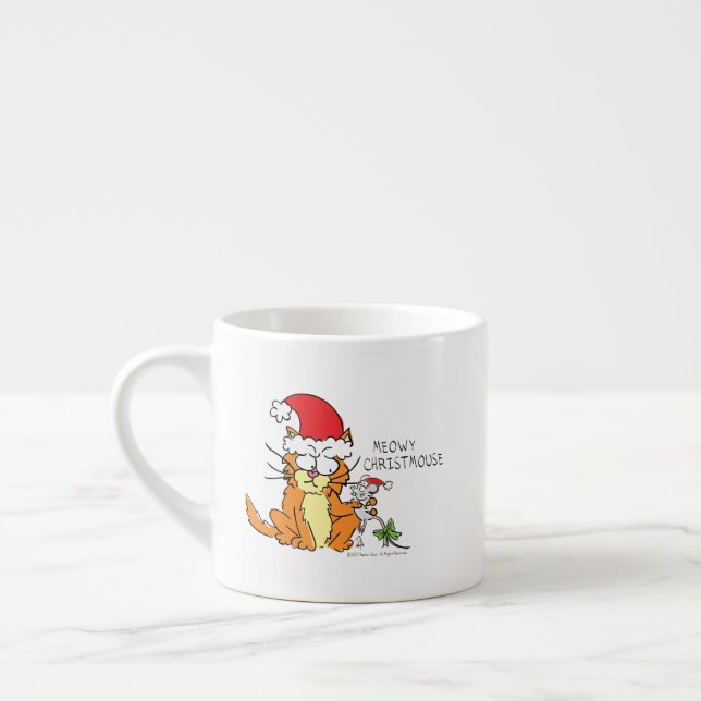 Taza De Espresso Personalizado de Navidades divertidos con gato Rat (Izquierda)