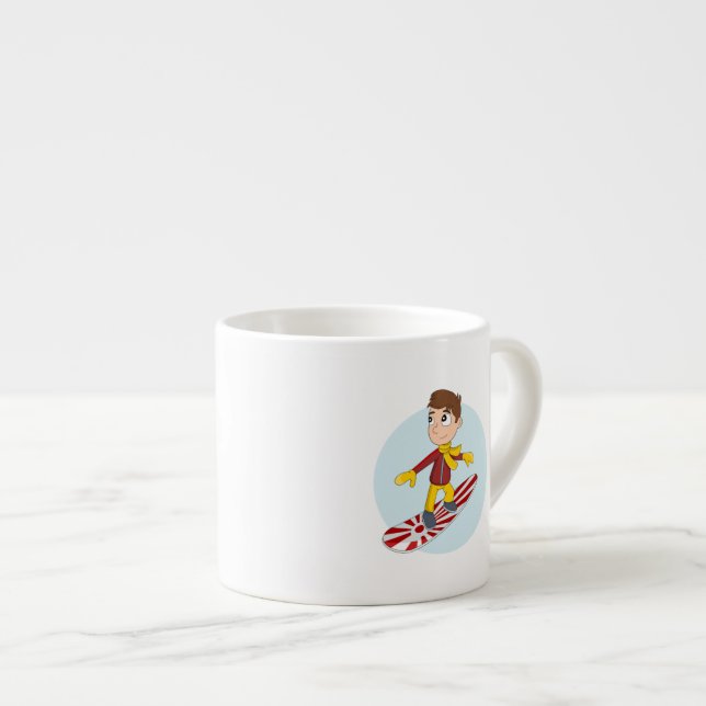 Taza De Espresso Personalizado de niño Snowboard (Derecha)