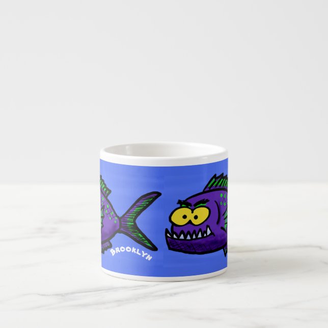 Taza De Espresso Personalizado de pescado piraña (Frente)