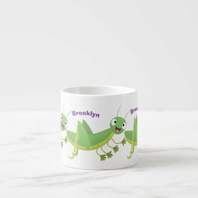 Taza De Espresso Personalizado de saltamontes alegre verde (Frente)