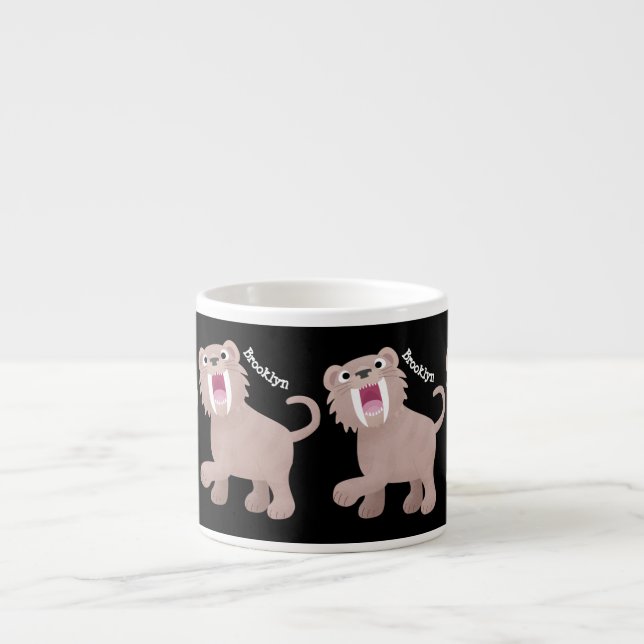 Taza De Espresso Personalizado de Smilodon del tigre dientes de Cut (Frente)