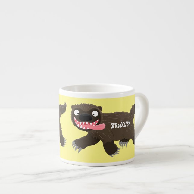 Taza De Espresso Personalizado de un animal lobverino hambriento (Derecha)