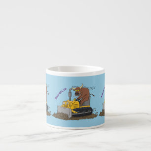 Taza De Espresso Personalizado del bulldozer cómico que conduce un