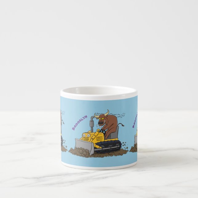 Taza De Espresso Personalizado del bulldozer cómico que conduce un  (Frente)