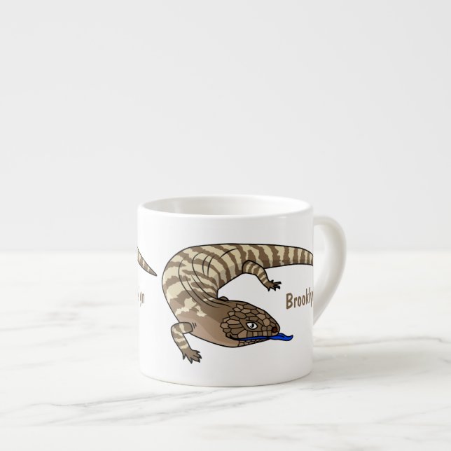 Taza De Espresso Personalizado del reptil de lagarto de lengua azul (Derecha)