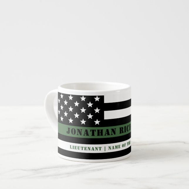 Taza De Espresso Personalizado delgada línea verde bandera de los E (Izquierda)