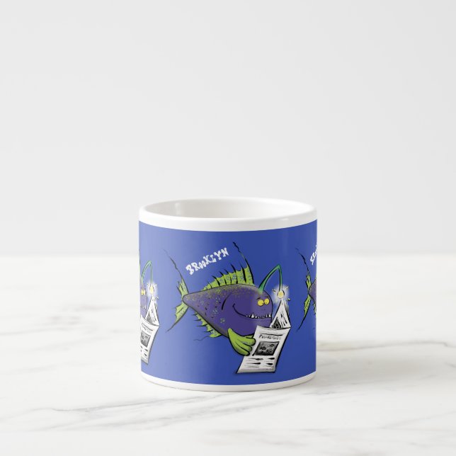Taza De Espresso Personalizado divertida de pescados y mariscos (Frente)