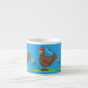 Taza De Espresso Personalizado divertido de pollo rústico y caprich
