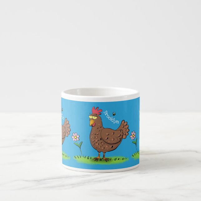 Taza De Espresso Personalizado divertido de pollo rústico y caprich (Frente)