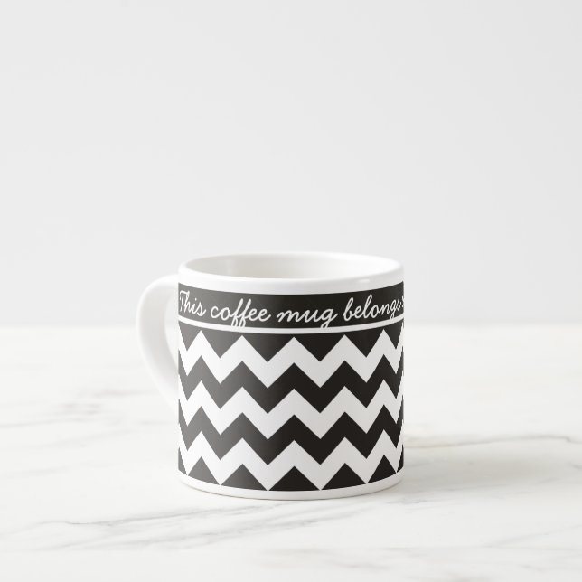 Taza De Espresso Personalizado Espresso Mug, Chevrras blancas y neg (Izquierda)