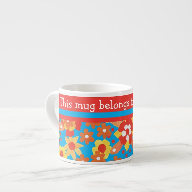 Taza De Espresso Personalizado Espresso Mug: Flores Naranjas Ditsy (Izquierda)