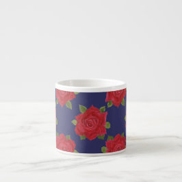Taza De Espresso Personalizado Espresso Mug, rosas rojas en azul me