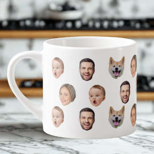 Taza De Espresso Personalizado Face Photo Family Mug, 4 Fotos Mug