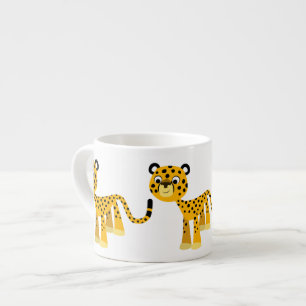 Taza De Espresso Personalizado feliz de Cute Cheetah Espresso Mug