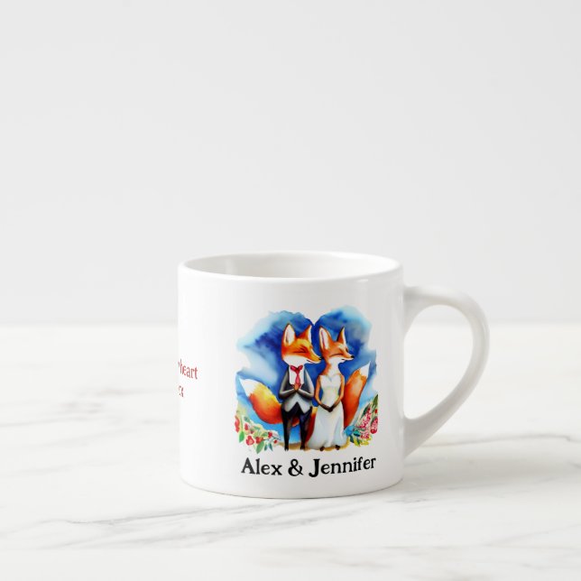 Taza De Espresso Personalizado Fox Couple Names Personalizado (Derecha)
