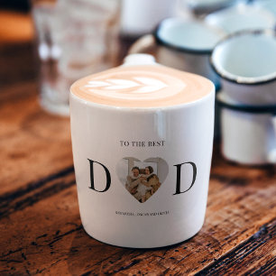 Taza De Espresso Personalizado Heart Photo Dad   Mejor Papá Nunca