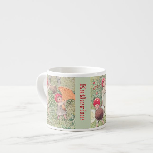 Taza De Espresso Personalizado hongo cuento de hadas Elsa Beskow Mu (Izquierda)