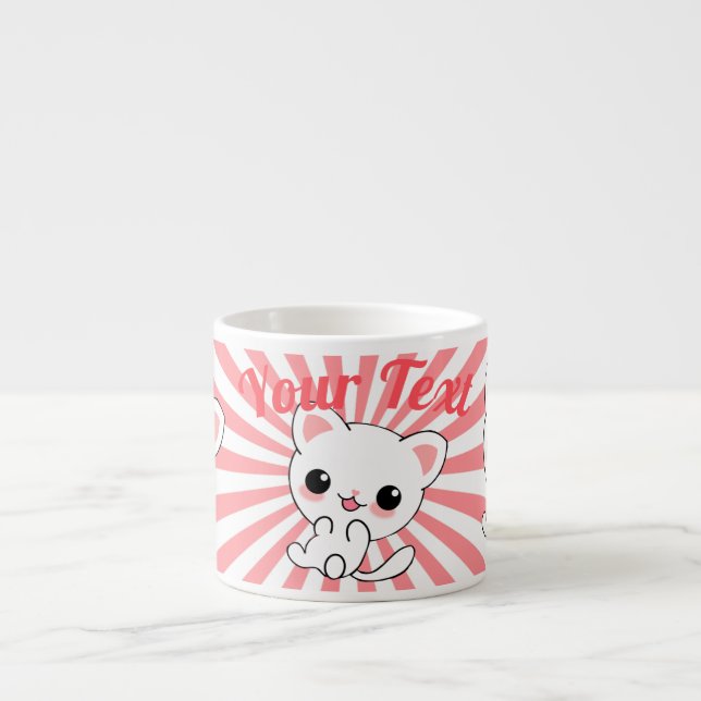 Taza De Espresso Personalizado Kawaii White Kitten (Frente)