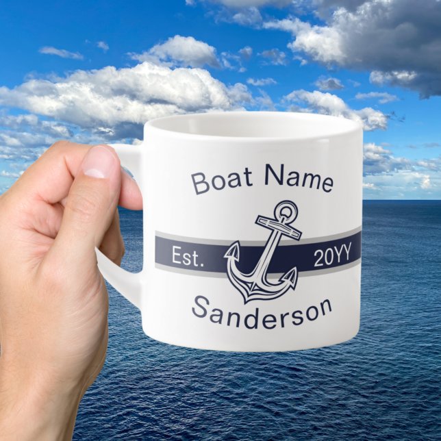 Taza De Espresso Personalizado marino Nautical Anchor Naval Azul (Subido por el creador)