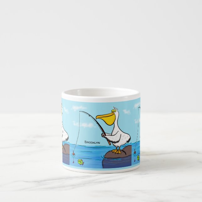Taza De Espresso Personalizado pelícano de pesca divertida (Frente)