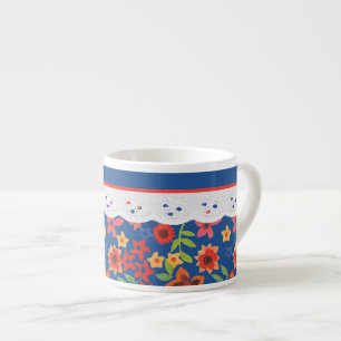 Taza De Espresso Personalizado Retro Floral, Faux Lace Espresso Mug