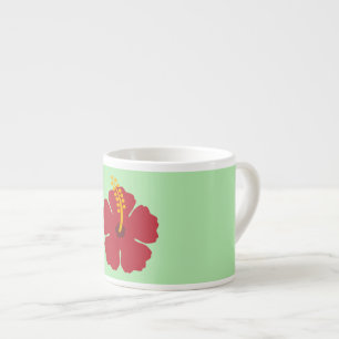 Taza De Espresso Personalizado simple curado rojo hibiscus flor