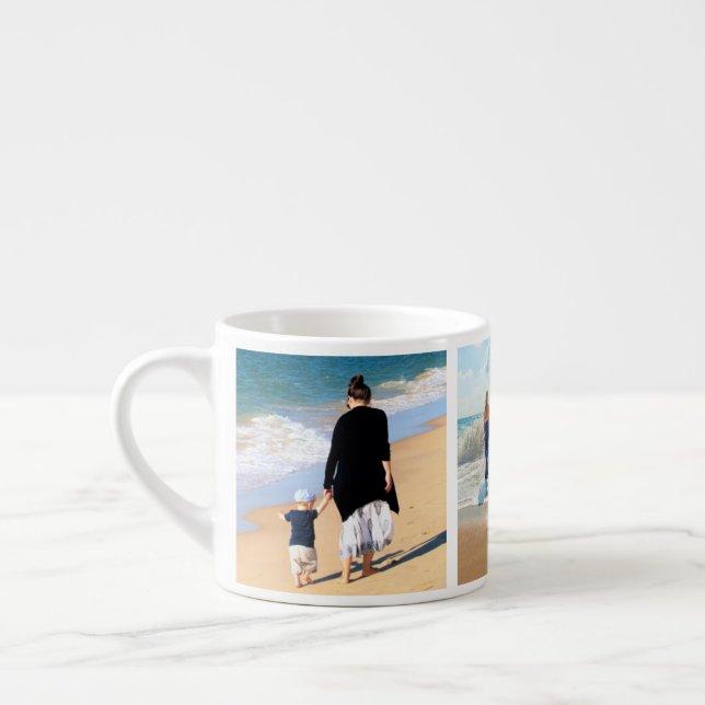 Taza De Espresso Personalizado Su Collage de fotos Familiar Espress (Izquierda)