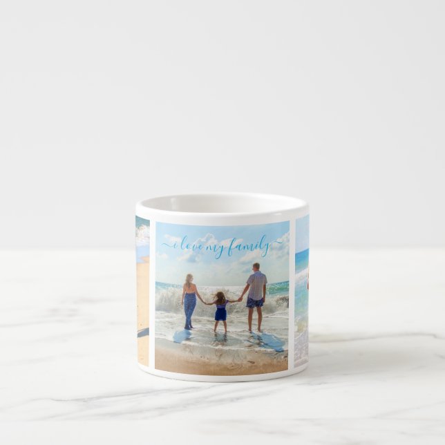 Taza De Espresso Personalizado Su Familia Collage de fotos Texto Es (Frente)