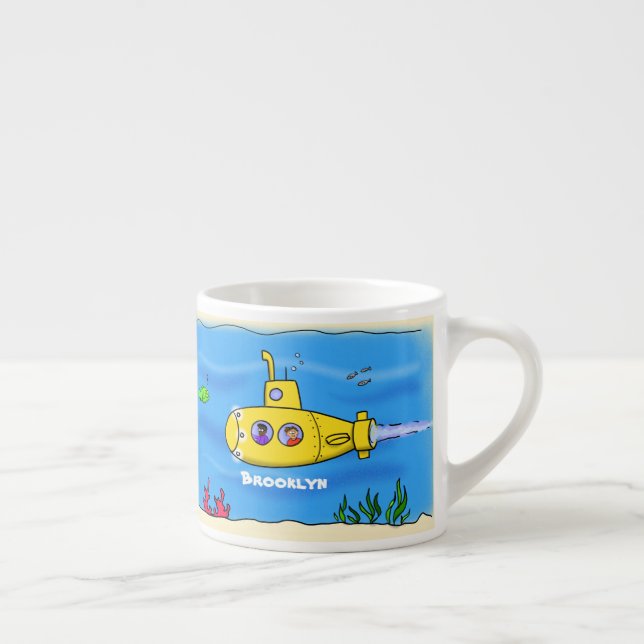 Taza De Espresso Personalizado submarino feliz (Derecha)