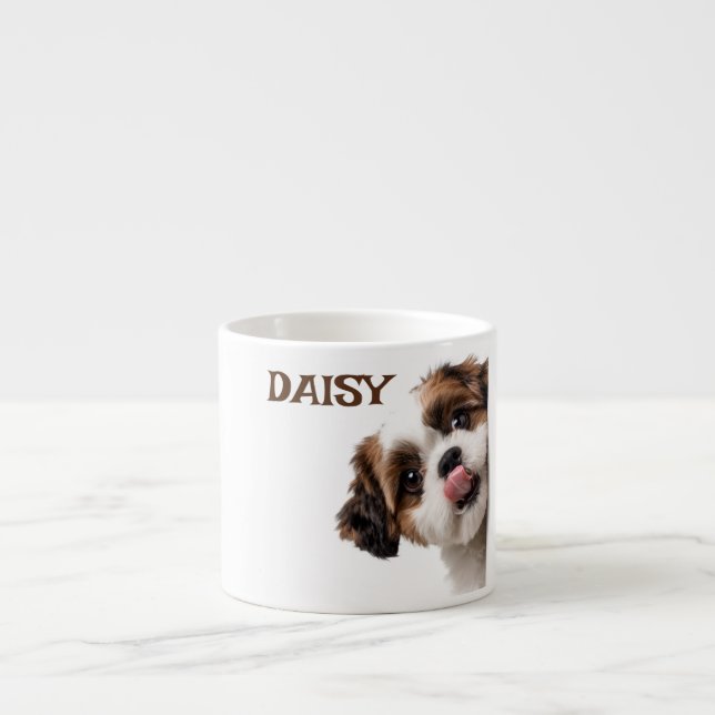 Taza De Espresso Personalized Pastel Brown Dog Photo Espresso Mug (Frente)