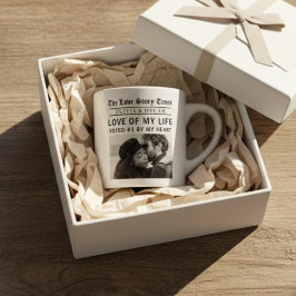 Taza De Espresso Personalized Romantic Photo | Love Story Newspaper