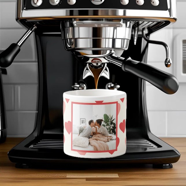 Taza De Espresso Personalized Valentine Phot with Hearts (Subido por el creador)