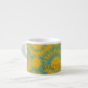 Taza De Espresso Personalized Vibrant Sunflower Tie-Dye Art