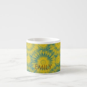 Taza De Espresso Personalized Vibrant Sunflower Tie-Dye Art