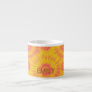 Taza De Espresso Personalized Vibrant Sunflower Tie-Dye Art