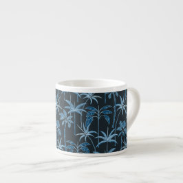 Taza De Espresso Petite Oasis: Palma Botánica Navy de Línea Fina