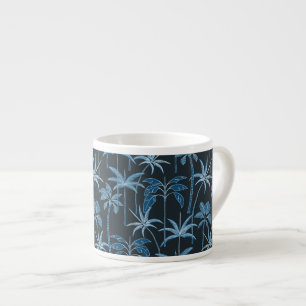 Taza De Espresso Petite Oasis: Palma Botánica Navy de Línea Fina