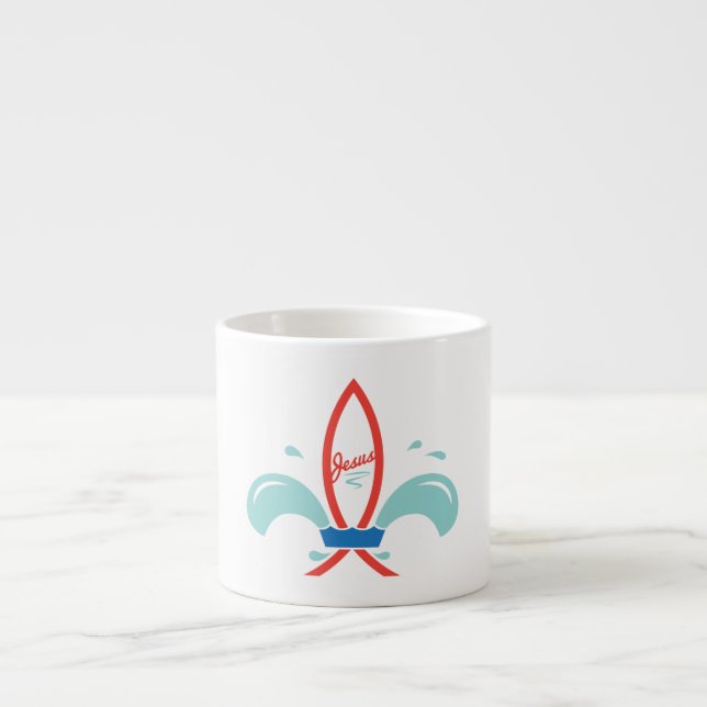 Taza De Espresso Pez Jesús Flor De Lis (Frente)