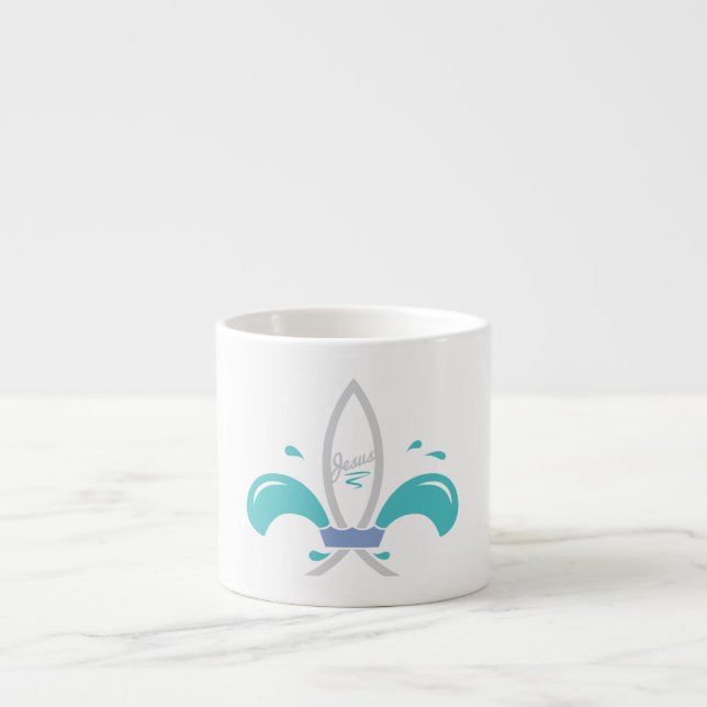 Taza De Espresso Pez Jesús Flor De Lis (Frente)