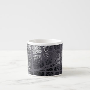Taza De Espresso Piel de serpiente negra metálica: Textura elegante