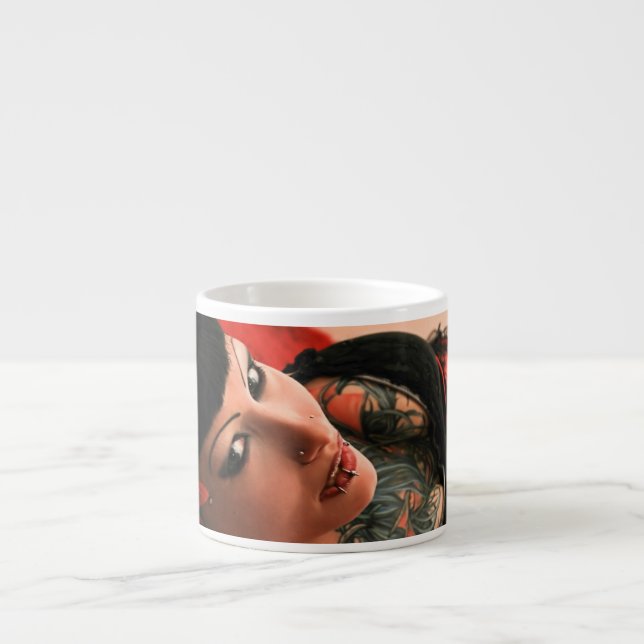 Taza De Espresso Pin del tatuaje para arriba (Frente)