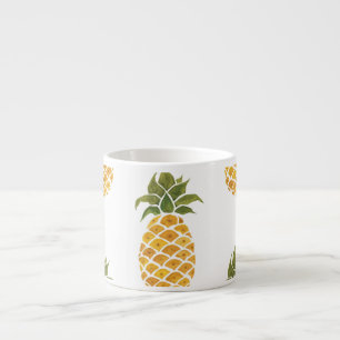 Taza De Espresso Piñas pintadas a mano, fondo de acuarela.