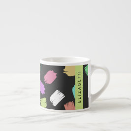 Taza De Espresso Pincel de pintura, pinceladas de pincel coloridas,