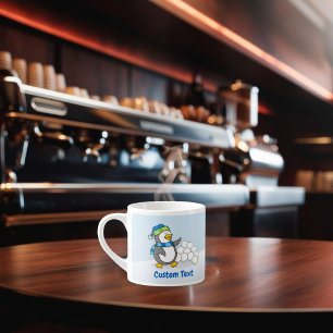 Taza De Espresso Pingüino pequeño con bolas de nieve ondeando