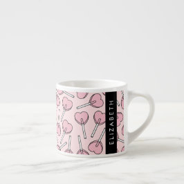 Taza De Espresso Pink Lollipops, Heart Lollipops, Lolly, Your Name