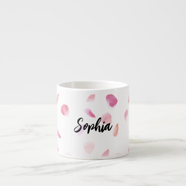 Taza De Espresso Pink Peach Rose Petals Floral   (Frente)